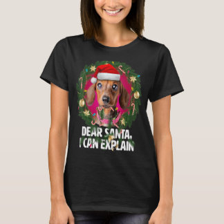 Käre Santa Cute Dachshund Puppy var stygg i Chr T Shirt