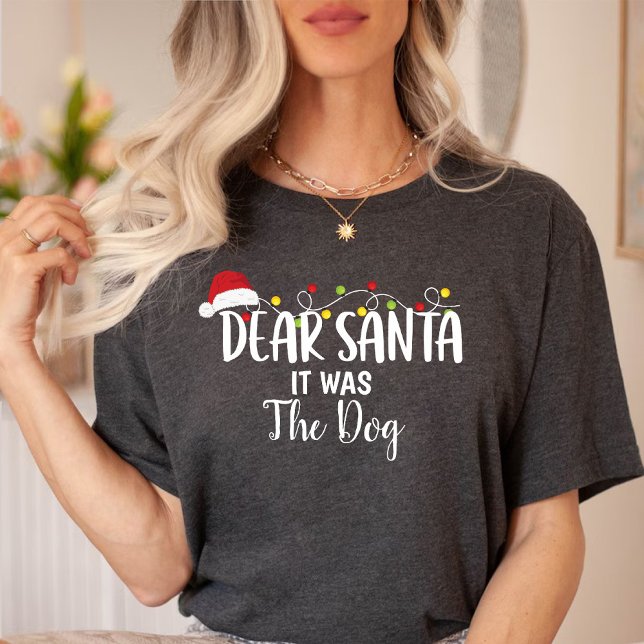 Käre Santa, det var Hund, den vackra julgrusen T Shirt (Dear Santa It Was the Dog Funny Christmas Black T-Shirt)