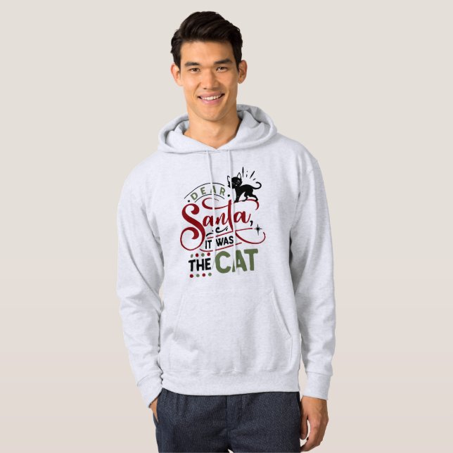 Käre Santa, det var katten - en fin jul Hoodie (Hel framsida)