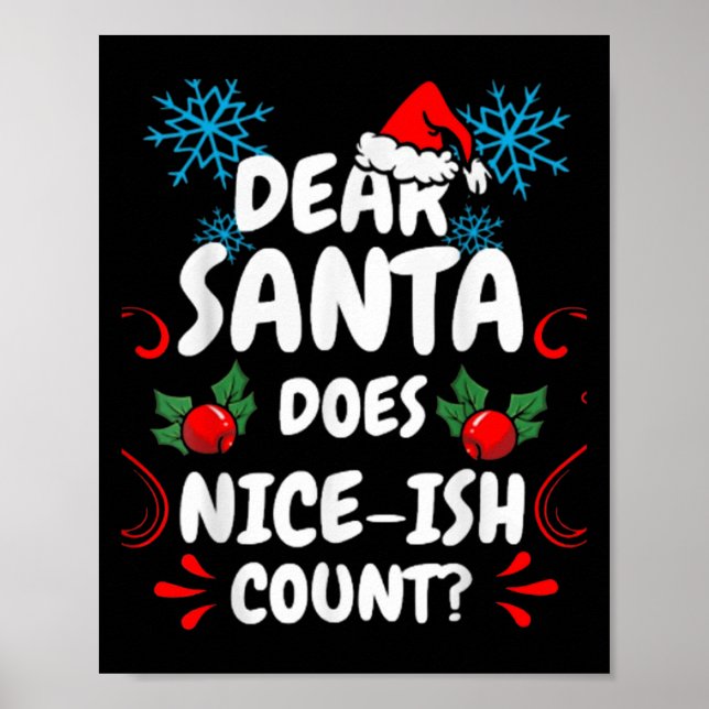 Käre Santa Do Nice-ish Count Funny Jok Poster (Framsidan)