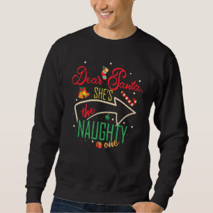 Käre Santa Hon är Naughty One Brother Sister C Lång Ärmad Tröja
