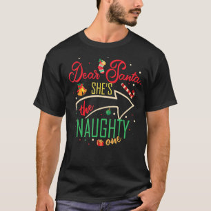 Käre Santa Hon är Naughty One Brother Sister C T Shirt