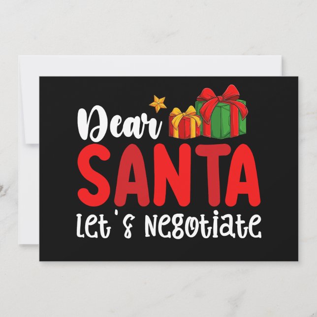 Käre Santa Låt oss Negotiate Family jul Holida Inbjudningar (Framsida)
