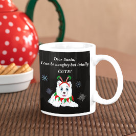 Käre Santa, Naughty Samoyed with Elf Headband Kaffemugg