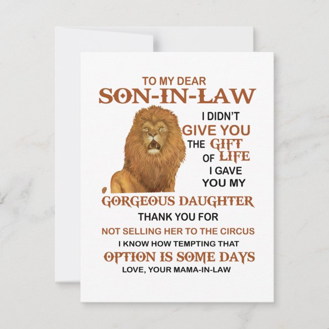 Käre svärson jag gav dig min underbara dotter inbjudningar (Framsida)