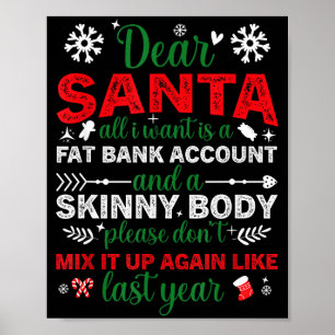 Käre Tomte feta bankkonto smala kropps roliga jul Poster