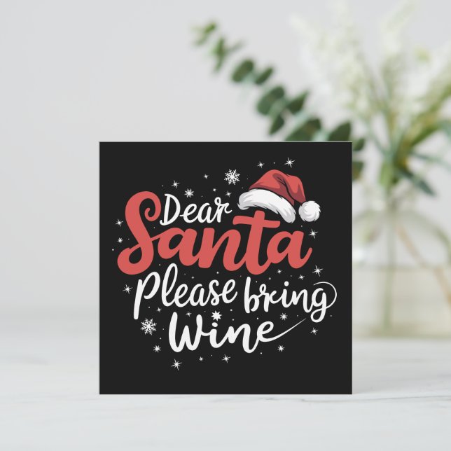 Käre Tomte Vänligen Ta Med Vin Juldryck  Julkort (Stående Fram)