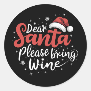 Käre Tomte Vänligen Ta Med Vin Juldryck Runt Klistermärke