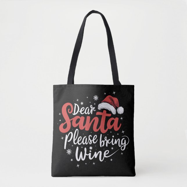 Käre Tomte Vänligen Ta Med Vin Juldryck Tygkasse (Framsida)