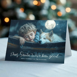 Käre Tomte Vi har varit snälla Familjefoto Helgkort