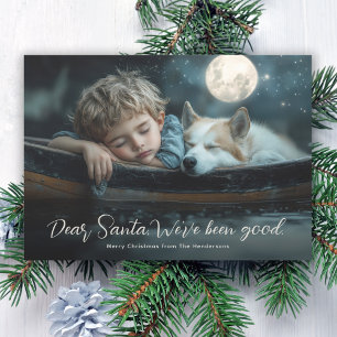 Käre Tomte Vi har varit snälla Familjefoto Julkort