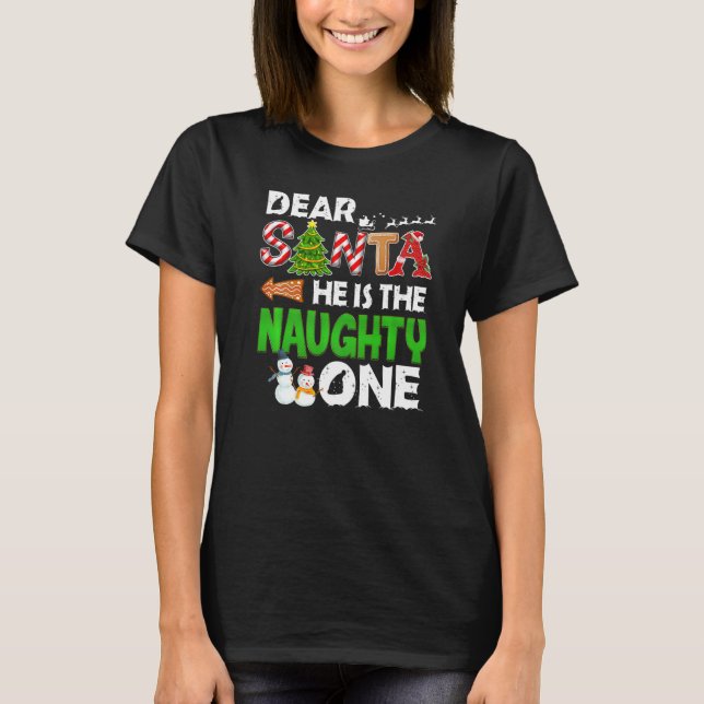 Käre tomten han är en stygg Snögubbe T Shirt (Framsida)