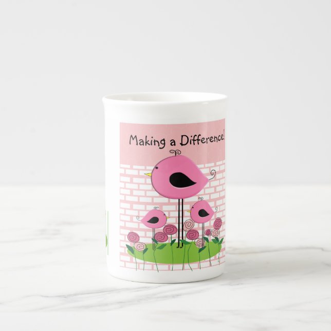 Karegiver Whimsical Birds Benporslin Mugg (Framsidan)