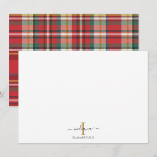 Karelcheck Monogram Initial Namn Holiday Rustik Sk Anteckningskort