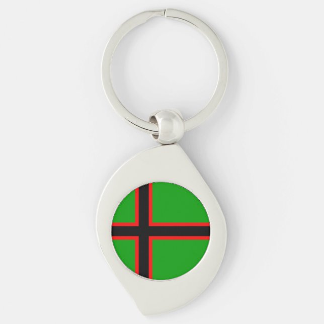 Karelia nationella flagga swirl silverfärgad nyckelring (Framsidan)