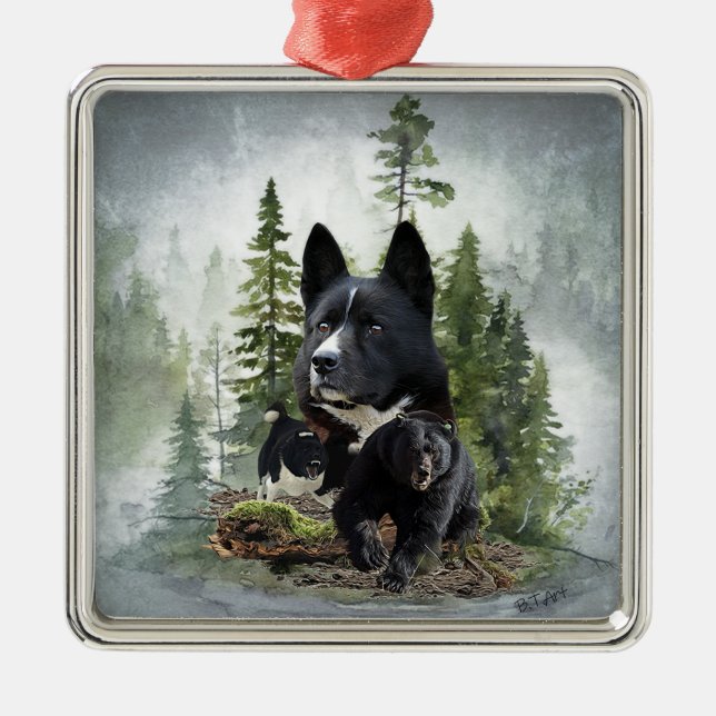 Karelian Bear Hund Julgransprydnad Metall (Framsidan)