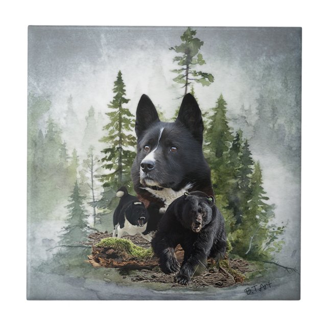 Karelian Bear Hund Kakelplatta (Framsidan)