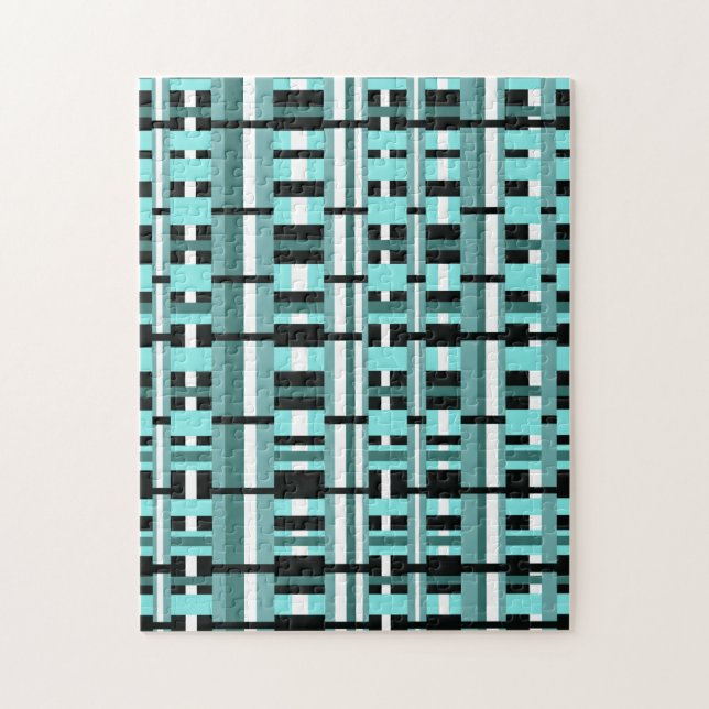 Karell i Aqua, Teal, Svart & Vitt Pussel (Vertikal)