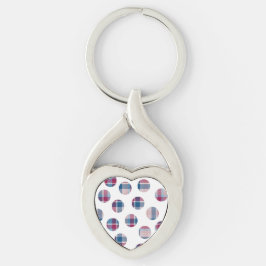 Karell Rutiga Prickar Twisted Heart Silverfärgad Nyckelring