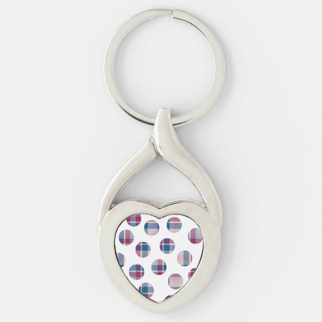 Karell Rutiga Prickar Twisted Heart Silverfärgad Nyckelring (Framsidan)