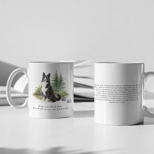 Karelska Björnhundar Akvarell Ras Citat Kaffemugg (Skapare uppladdad)