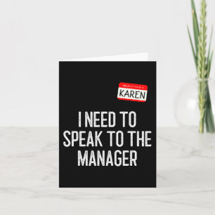 Karen Halloween Costume talar till Manager Roligt Kort