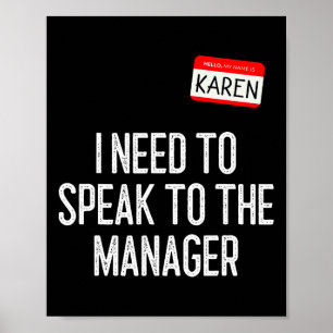 Karen Halloween Costume talar till Manager Roligt Poster