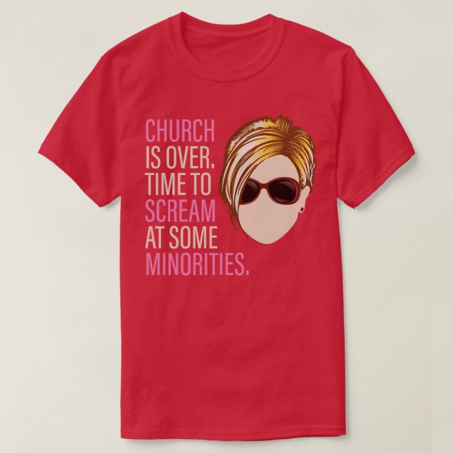 Karenkyrkan är över tid till minoriteterna t shirt (Design framsida)