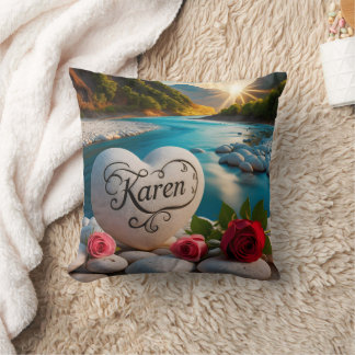 Karen's River Sunset Heart Kudde
