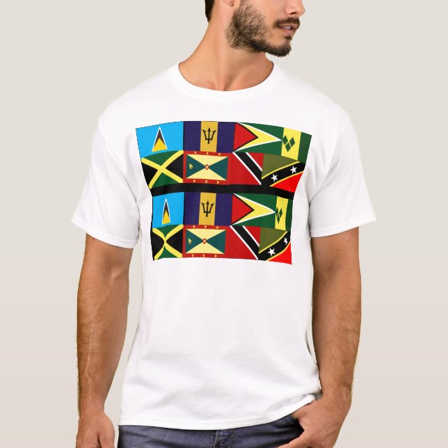Karibayerska flagga manar sko t-shirt (Framsida)