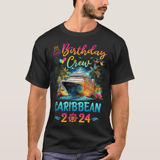 Karibien 2024 Vacation Birthday Crew Resa Matchin T Shirt (Framsida)