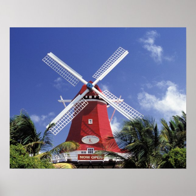 Karibien, Aruba. Gammal kvarn, ombyggd till 'Mill Poster (Framsidan)