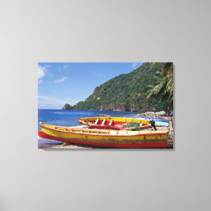 Karibien, BWI, St. Lucia, segelbåtar, Soufriere. Canvastryck