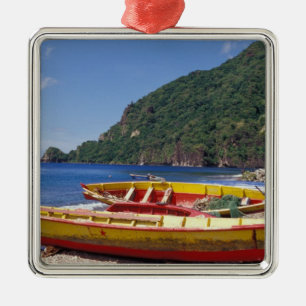 Karibien, BWI, St. Lucia, segelbåtar, Soufriere. Julgransprydnad Metall