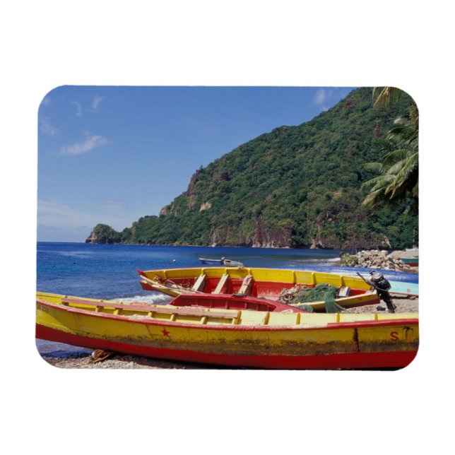 Karibien, BWI, St. Lucia, segelbåtar, Soufriere. Magnet (Horisontell)