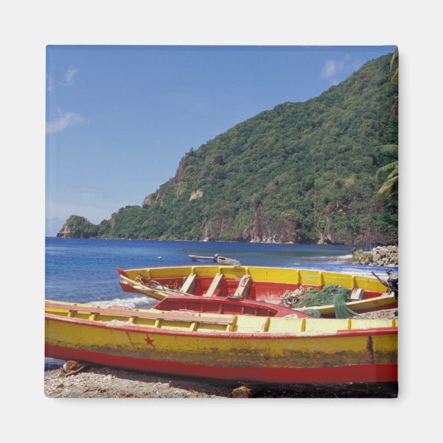 Karibien, BWI, St. Lucia, segelbåtar, Soufriere. Magnet (Framsidan)