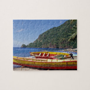 Karibien, BWI, St. Lucia, segelbåtar, Soufriere. Pussel