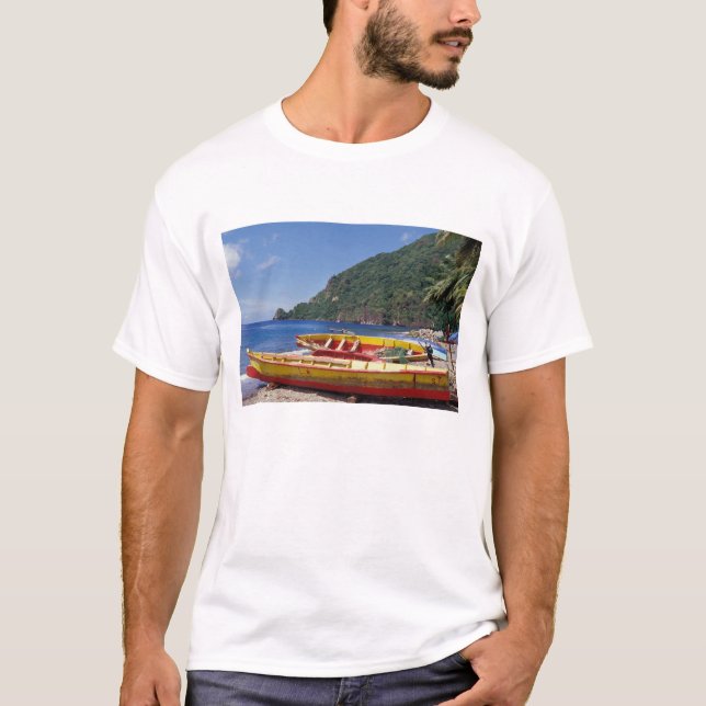 Karibien, BWI, St. Lucia, Segelbåtar, Soufriere. Tee (Framsida)