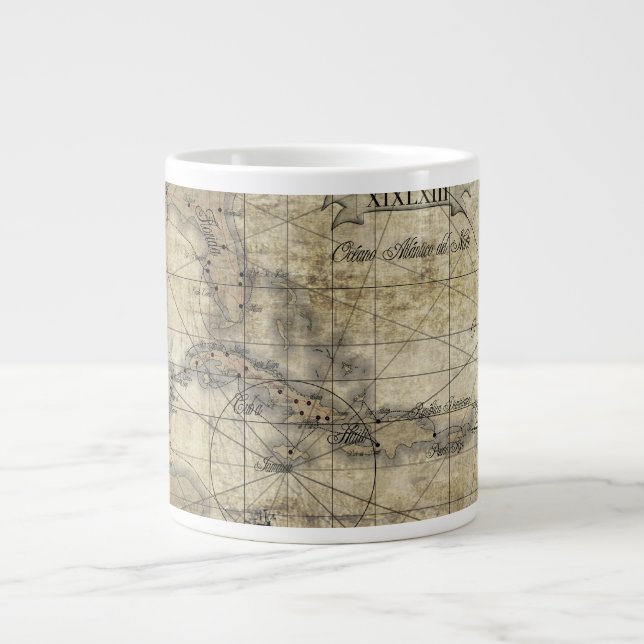 Karibien - gammal karta jumbo mugg (Framsidan)