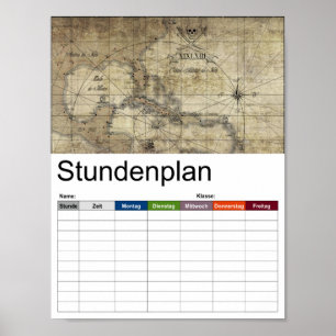 Karibien - gammal karttidtabell poster