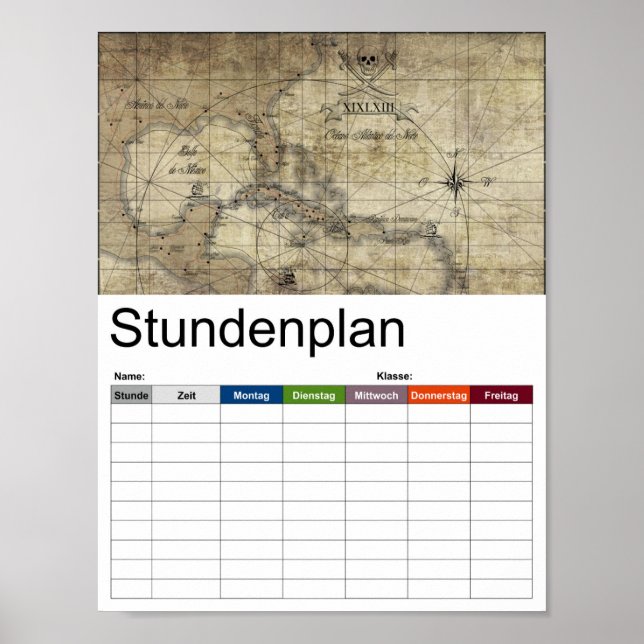 Karibien - gammal karttidtabell poster (Framsidan)