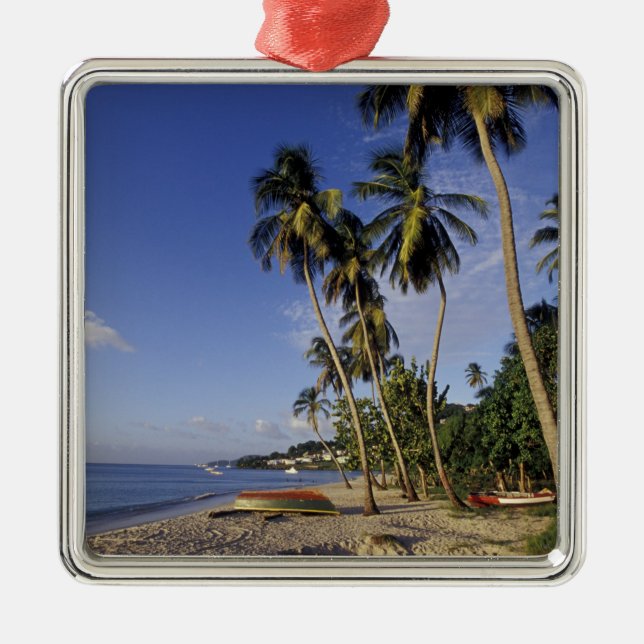 KARIBIEN, Grenada, St. George, Båtar på palm Julgransprydnad Metall (Framsidan)