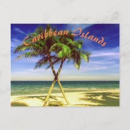 Karibien Handflatan Träd Tropical Island Beach Vykort
