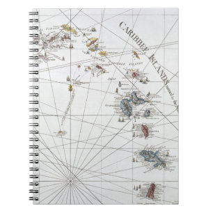 KARIBIEN: KARTA, 1775 ANTECKNINGSBOK MED SPIRAL