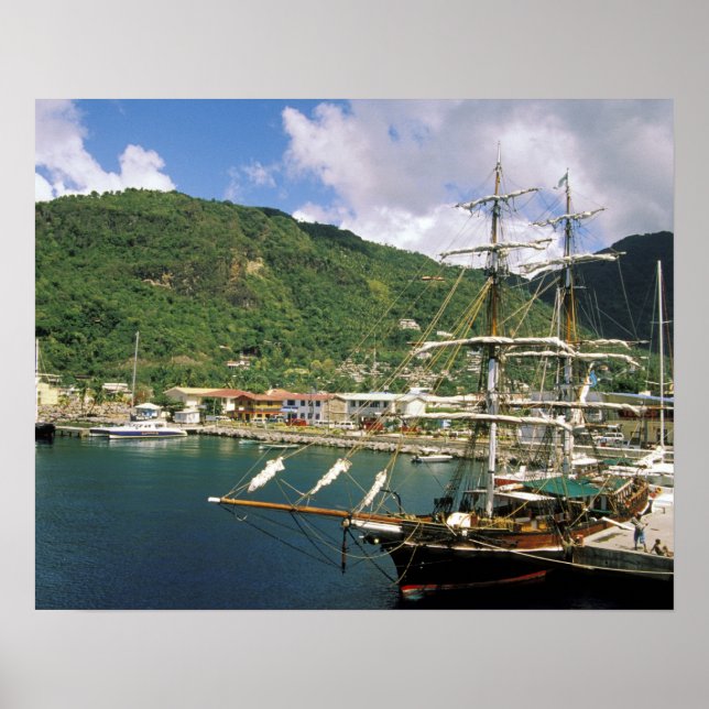 Karibien, St Lucia, Soufriere. Båtar i Poster (Framsidan)