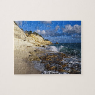 Karibien, St. Martin, Klippor vid Cupecoy strand Pussel