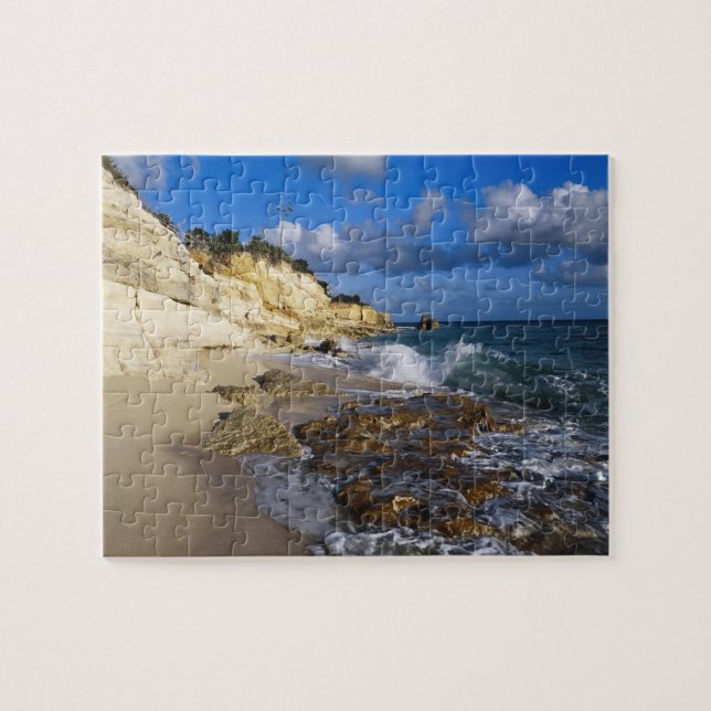 Karibien, St. Martin, Klippor vid Cupecoy strand Pussel (Horisontell)