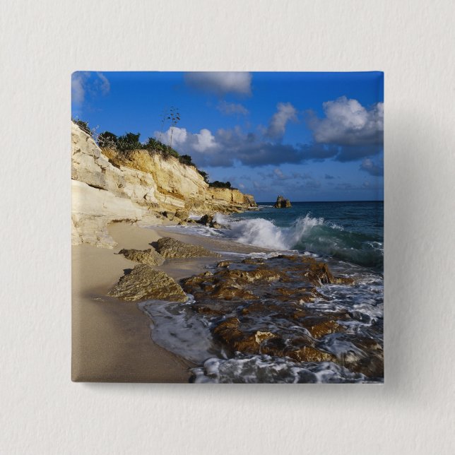 Karibien, St. Martin, Klippor vid Cupecoy-stranden Knapp (Framsida)