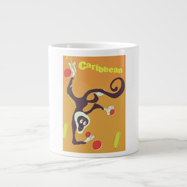 Karibisk apa vintage reseinspirationsaffisch jumbo mugg (Framsidan)