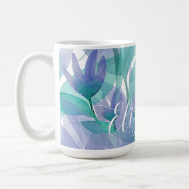 Karibisk blågrön akvarellmonogram kaffemugg
